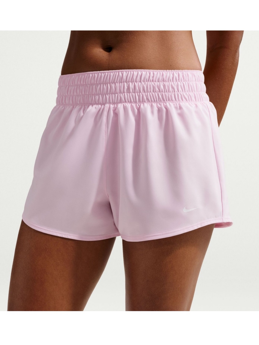 Nike Women's Dri-FIT Mid-Rise 3" Brief-Lined Shorts in Pink Foam NWT M
